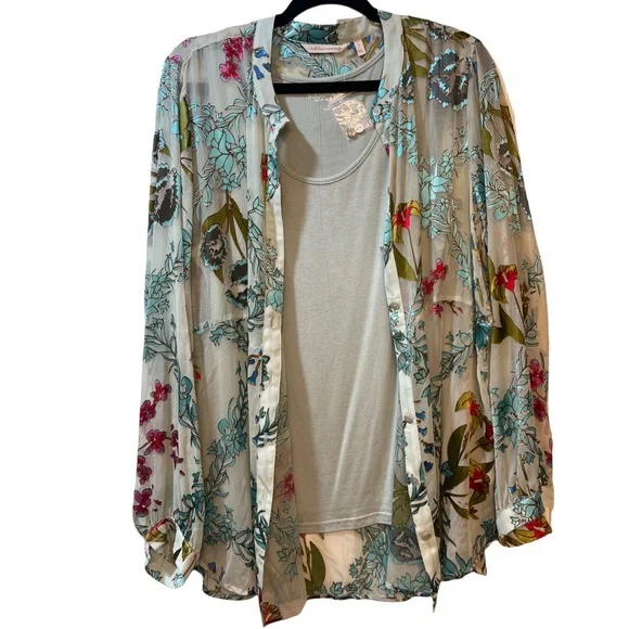 Soft Surroundings Becca Shirt & Cami - Burnout Velvet top - Picture 4 of 8